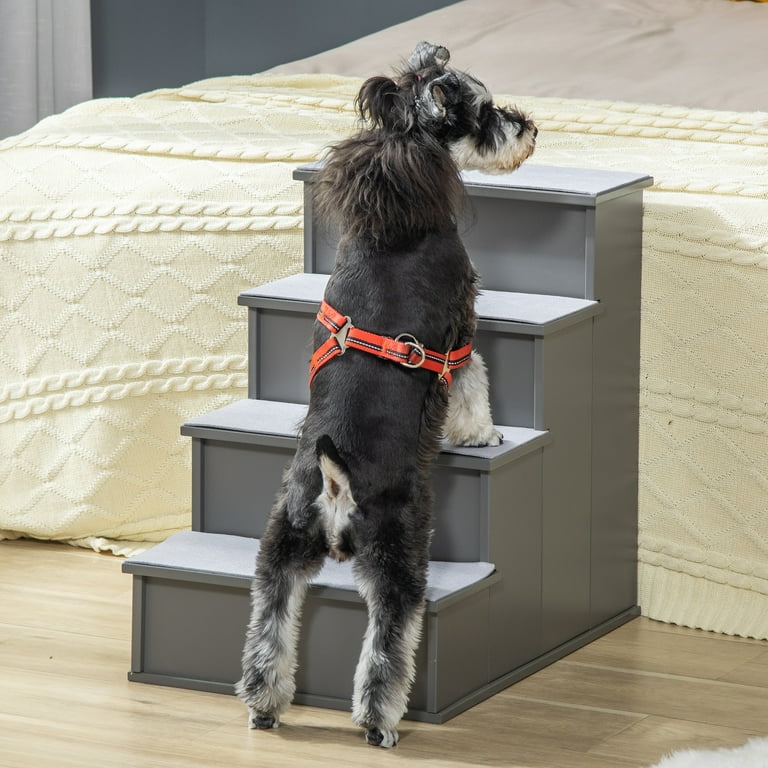 PawHut Pet Stairs Small Pet Steps with Cushioned Removable Covering for Dogs and Cats Up to 22 lbs