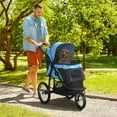 thumbnail image 1 of PawHut Pet Stroller for Small Dogs and Medium Dogs, Foldable Cat Pram, Dog Pushchair with Adjustable Canopy, 3 Big Wheels, Blue, 1 of 9