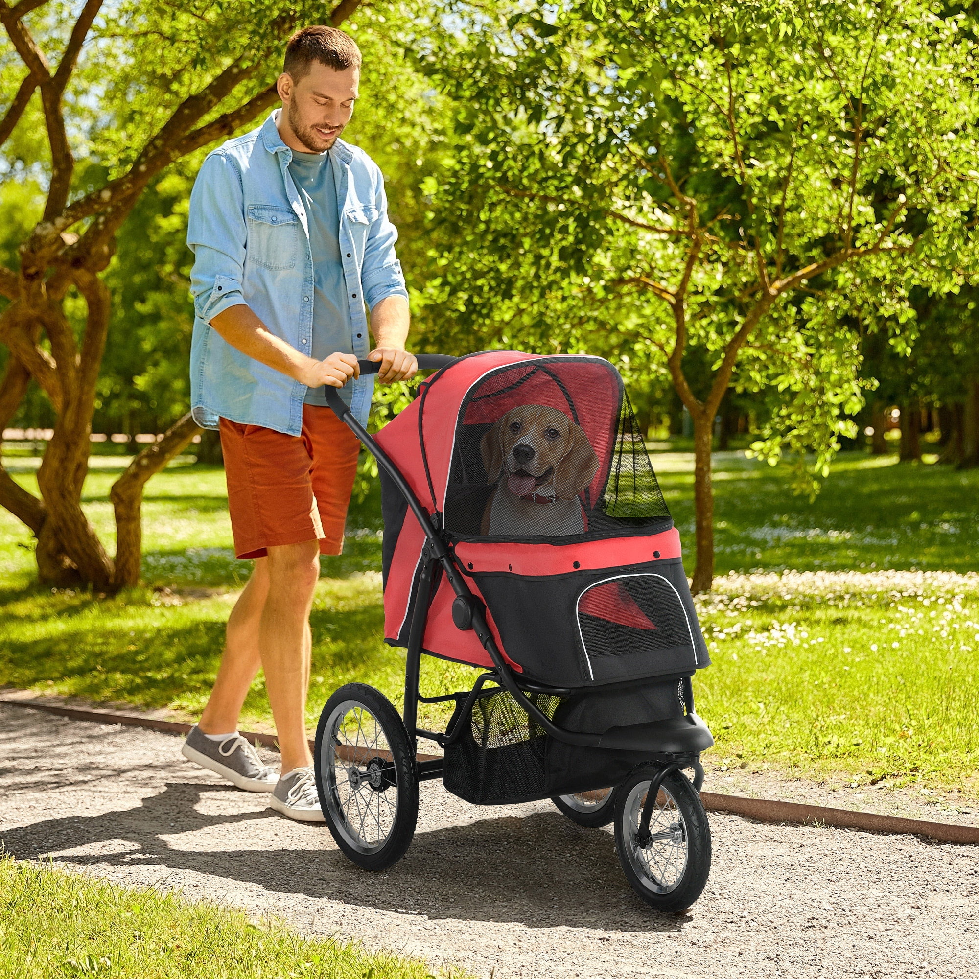 PawHut Pet Stroller for Small Dogs Medium Dogs Blue