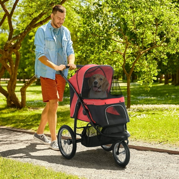 PawHut Pet Stroller for Small Dogs, Medium Dogs, Red