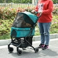 thumbnail image 1 of PawHut Pet Travel Stroller Dog Cat Pushchair, One-Click Fold, Blue, 1 of 9