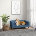 thumbnail image 1 of PawHut Raised Dog Sofa, Elevated Pet Sofa for Small Medium Dogs, Blue, 1 of 9