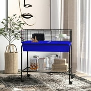 PawHut Small Animal Cage Guinea Pig, Hedgehog, Ferret, Blue