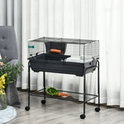 PawHut Small Animal Cage Rolling Guinea Pig Hutch