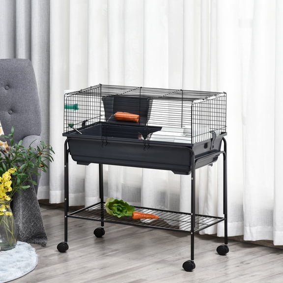 PawHut Small Animal Cage Rolling Guinea Pig Hutch