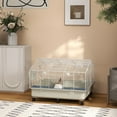 thumbnail image 1 of PawHut Small Animal Cage, Rolling Guinea Pig Cage with Water Bottle, Hay Feeder, Food Dish, Ramp, for Rabbits, Hedgehogs, 35" x 35" x 25", White, 1 of 9