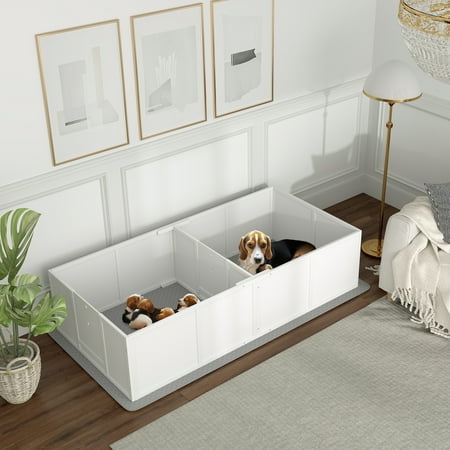 PawHut Whelping Box for Dogs and Puppies w/ Waterproof Pee Pad for M Dogs