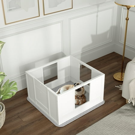 PawHut Whelping Box for Dogs with Waterproof Washable Whelping Pad, Whelping Box for Dogs and Puppies with Adjustable Entrance, Non-slip Foot Pads