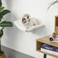 thumbnail image 1 of PawHut Wood Wall-Mounted Cat Shelves, Curved Kitten Bed Cat Perch Climber with Fleece Top, 16.25" x 11" x 8.25", White, 1 of 9