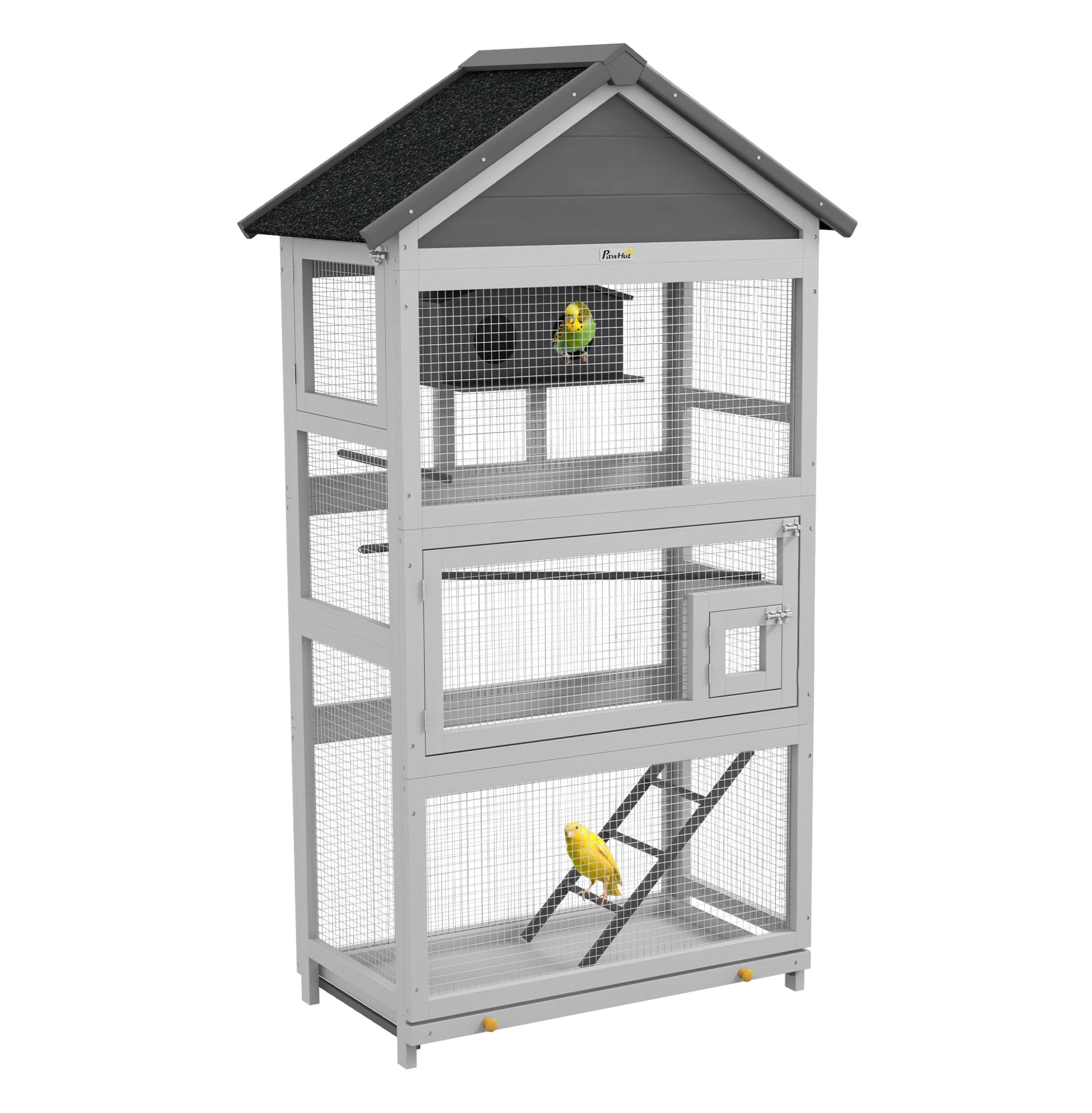 Fresh Look at Pawhut Wooden Bird Aviary 67 Outdoor Bird Cage With Slide