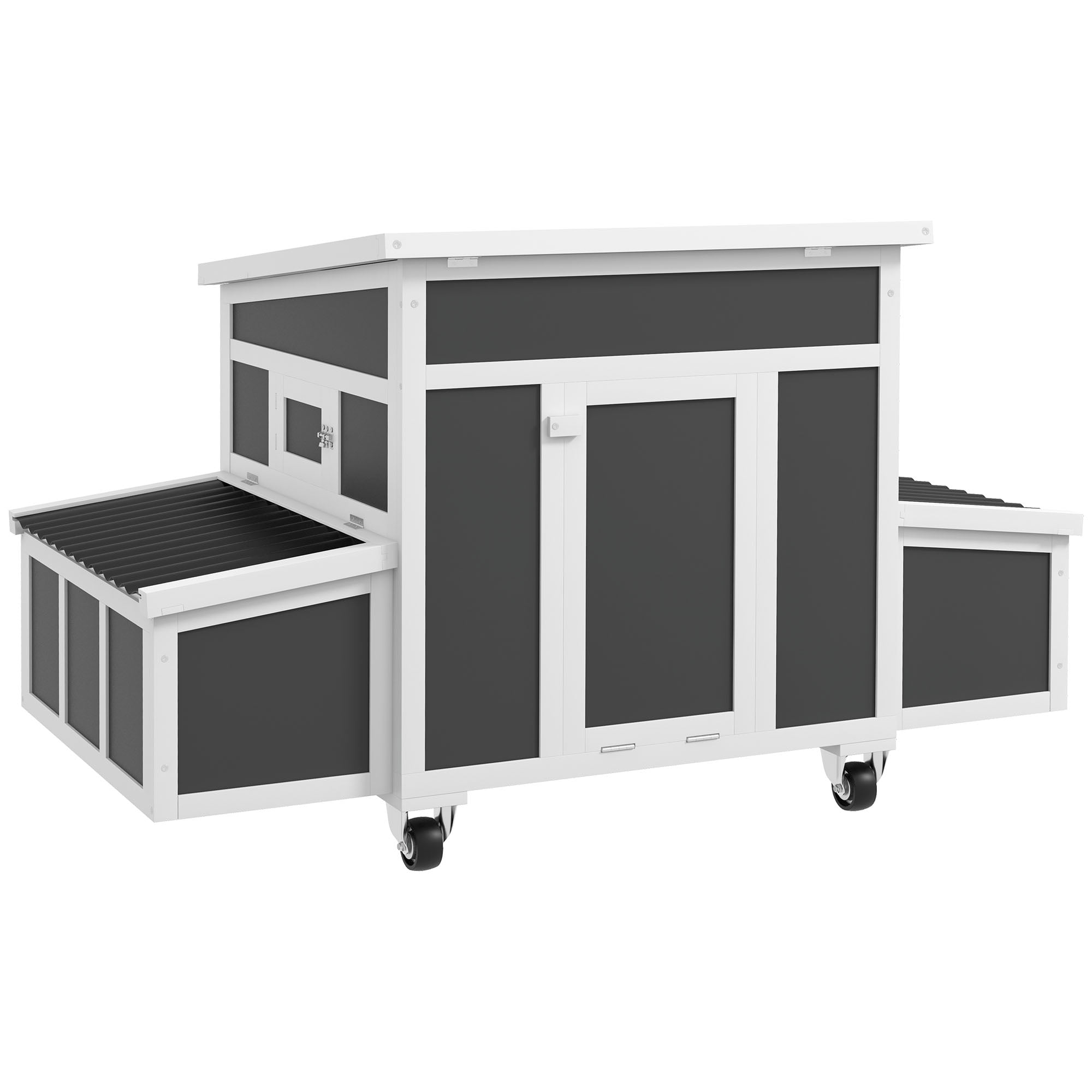 PawHut Wooden Chicken Coop with Nesting Box for 6 Chickens, Dark Gray