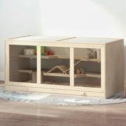 PawHut Wooden Hamster Cage Hutch and Exercise Play House Pen