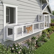 PawHut Wooden Outdoor Cat Tunnel Toy W/ Entrances, Cat Tube, White
