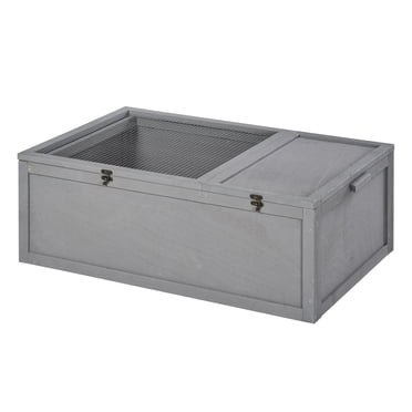 Pawhut Compatible Wooden 3-Tier Hamster Cage Hutch Box with Seesaw ... - Hamster Cage With Tortoise Hutch
