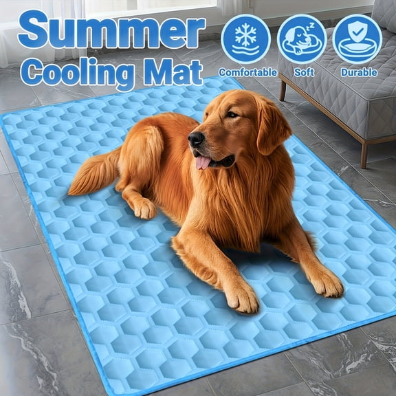 PawLab Cooling Mat for Dogs– Self Cooling Pet Mat for Dogs and Cats – Breathable Ice Silk Material for Hot Summer – Portable and Washable,L
