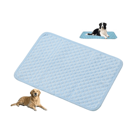 PawLabs Cooling Mat Original | Ice-Silk Continuous Cooling Dog Cooling Mat Light Blue L