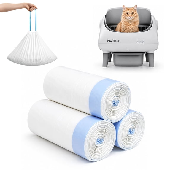 PawPetica 60 Count Extra Large Litter Box Liners – Heavy Duty Cat Litter Trash Bags for Cleanpethome Self-Cleaning Cat Litter Box, Durable Waste Disposal Bags for Easy Cleanup