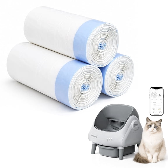 PawPetica 60PCS Cat Litter Box Liners with Drawstring, 26'' x 12'' Large Litter Box Liner, Heavy Duty Kitty Litter Bags Liners, 3Mils Thicken Drawstring Bags for Cats Kitties Litter Box