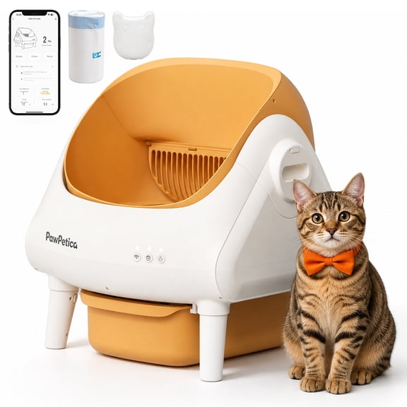 PawPetica Automatic Cat Litter Box App Control 2.4GHz WiFi Safety Protection Large Capacity,Summer Holiday Gift,Festival Gift,Gift for Cats