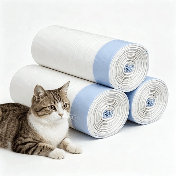PawPetica Cat Litter Bags, 60 Pack Drawstring Trash Bags for Automatic Self-Cleaning Cat Litter Box, 26"x12" Heavy-Duty Replacement Liners, Leak-Proof & Tear-Resistant, 3 Rolls