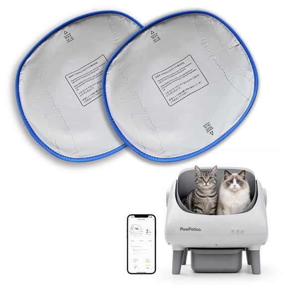 PawPetica Cat Litter Box Waterproof Pad, Replacement Liners for Self-Cleaning Litter Boxes, White with Blue Trim, 16 x 15 Inches, Leak-Proof Protection, 2 Pack
