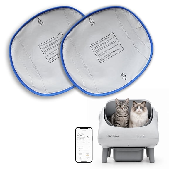PawPetica Cat Litter Box Waterproof Pad, Replacement Liners for Self-Cleaning Litter Boxes, White with Blue Trim, 16 x 15 Inches, Leak-Proof Protection, 2 Pack