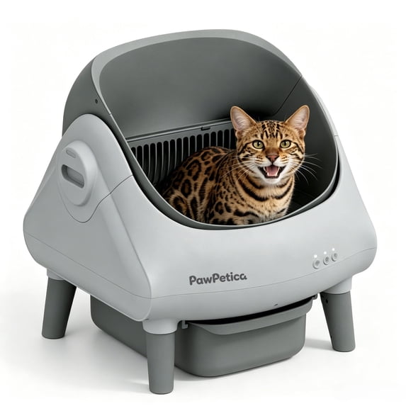 PawPetica Self-Cleaning Cat Litter Box, App Controlled, with Safety Sensor, Removable and Washable Liner, 10.5L Large Bin