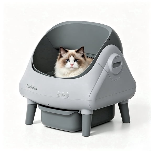 PawPetica Self-Cleaning Cat Litter Box, Automatic Cat Litter Box with APP Control, Safety Sensors, Odor Contral & Health Monitoring
