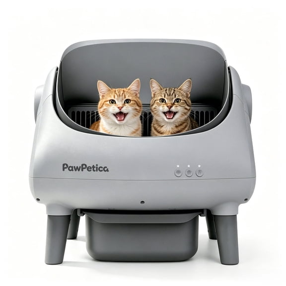 PawPetica Self Cleaning Litter Box, Automatic Cat Litter Box Self Cleaning for Multiple Cats, with Safety Protection, App Control, Garbage Bags+Fragrance Box