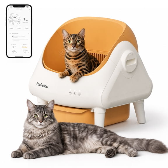 PawPetica Smart Automatic Large Self-Cleaning Cat Litter Box,10.5L Extra-Large Bin,APP Control,Odor Removal,Anti-Pinch Design,Easy Installation for Multiple Cats,Smart Litter Box,Automatic Litter Box
