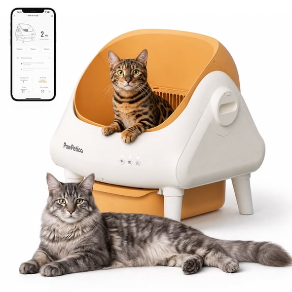 PawPetica Smart Automatic Large Self-Cleaning Cat Litter Box,10.5L Extra-Large Bin,APP Control,Odor Removal,Anti-Pinch Design,Easy Installation for Multiple Cats,Smart Litter Box,Automatic Litter Box