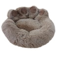 thumbnail image 1 of PawShapeCalmingPetBed,PlushFauxFurDonutBedforDogs&Cats,MachineWashable,Non-SlipBottom,Coffee,L, 1 of 5