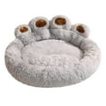 thumbnail image 1 of PawShapeCalmingPetBed,PlushFauxFurDonutBedforDogs&Cats,MachineWashable,Non-SlipBottom,Gray,L, 1 of 4