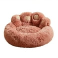 thumbnail image 1 of PawShapeCalmingPetBed,PlushFauxFurDonutBedforDogs&Cats,MachineWashable,Non-SlipBottom,Pink,S, 1 of 4