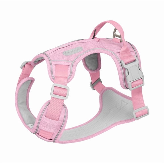 PawWave No Pull Dog Harness with Hidden Tracking Tag Holder, Soft Padded Reflective Vest with Car Safety Leash Set for Small Medium Large Dogs
