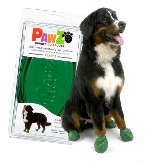 PawZ Rubber Dog Boots for Large Dogs 12pk, X-Large Green Dog Booties