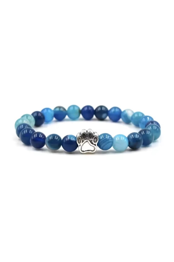 PawZee Azure Agate Paw Print Charm Bracelet