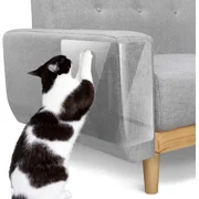 Pawaboo Cat Scratch Furniture Protector Tape,Cat Scratch Deterrent Tape, Cat Furniture Protectors Tape, Couch Corner Cat Scratch Protector for Furniture with 60 PCS Upholstery Pins-10 Pack, White