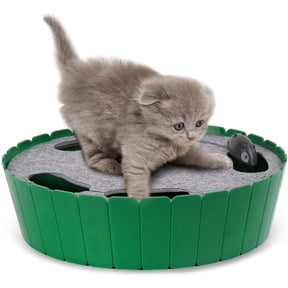 Pawaboo Cat Toy with Running Mouse, Motion Cat Toy Teaser for Indoor Cats, Pop and Play Hide Seek Cat Toy Hunting Mouse for Pet Cat Kitten Play Fun Exercise, Green