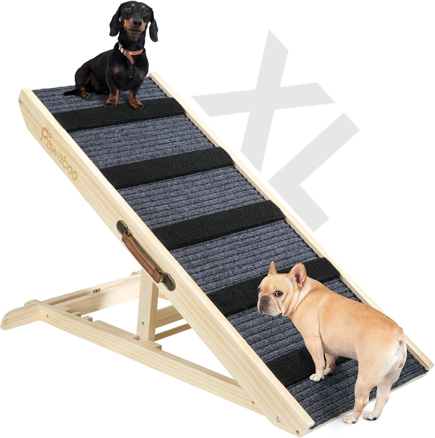 Pawaboo Dog Ramp for Bed and Couch -Extra Wide- 23H Adjustable Height, Excellent Traction Pet Ramp for Small Large Dogs to Get on High Bed, Couch, Car, Max 143lbs, Non-Slip Mat Dog Steps