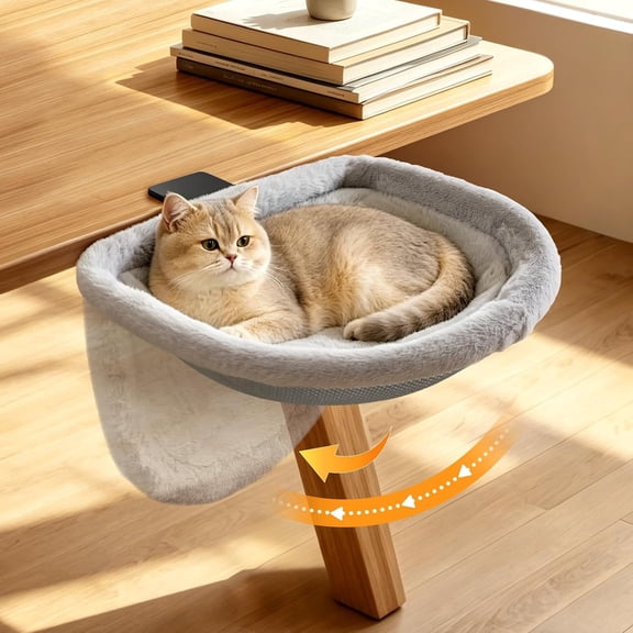 Cat Desk Bed, Table Edge Cats Hammock with Steel Clamp Hold up to 40lbs ...