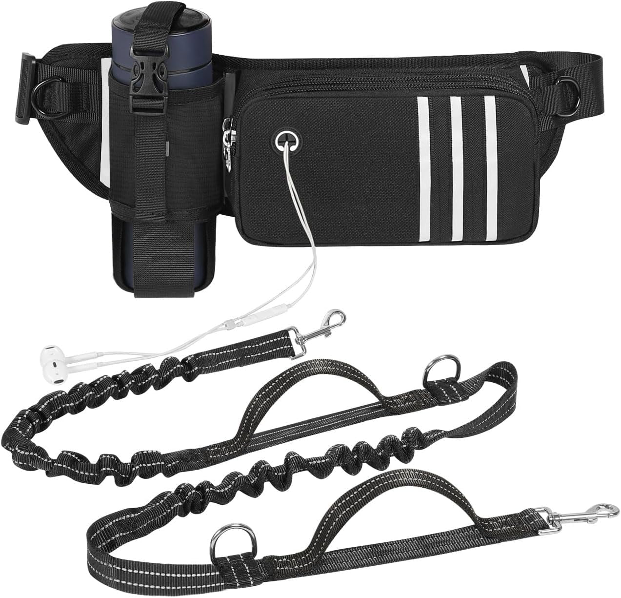 Pawaboo Hands Free Dog Leash with Waist Bag, Dog Leash with Zipper ...