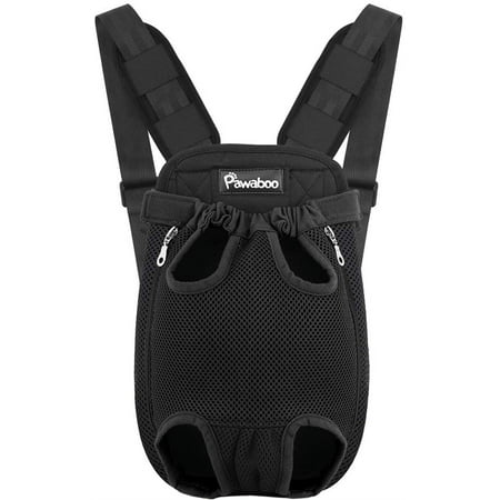 Pawaboo Pet Carrier Backpack, Adjustable Pet Front Cat Dog Carrier Backpack Travel Bag, Legs Out, Easy-Fit for Traveling Hiking Camping for Small Medium Dogs Cats Puppies, Medium, Black