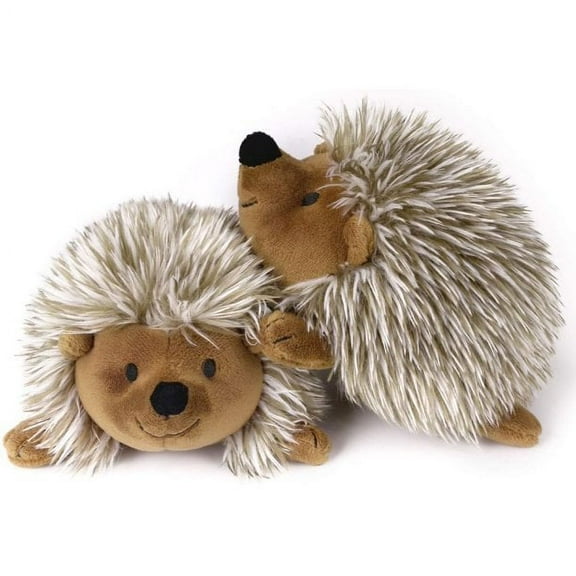 Pawaboo Plush Dog Toy, [2PACK] Non-Toxic Super Soft Faux-Fur Hedgehog Dog Toy Stuffed Biting Training Playing Toys for Dog Puppy, Brown