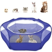 Pawaboo Small Animals Playpen, Waterproof Small Pet Cage Tent with Zippered Cover, Portable Outdoor Yard Fence with 3 Metal Rod for Kitten/Puppy/Guinea Pig/Rabbits/Hamster/Chinchillas, Indigo