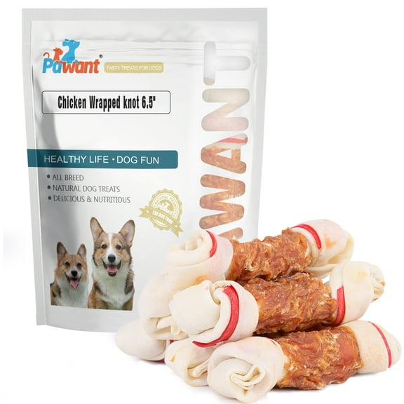 Pawant Chicken Wrapped Bone for Large Dog Chews Puppy Chews Snacks dog Treats 6.5" 1lb