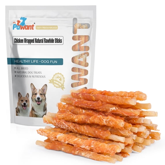 Pawant Chicken Wrapped Rawhides for All Dogs Treats Puppy Training New Snacks Sticks Rawhide Chews 1lb