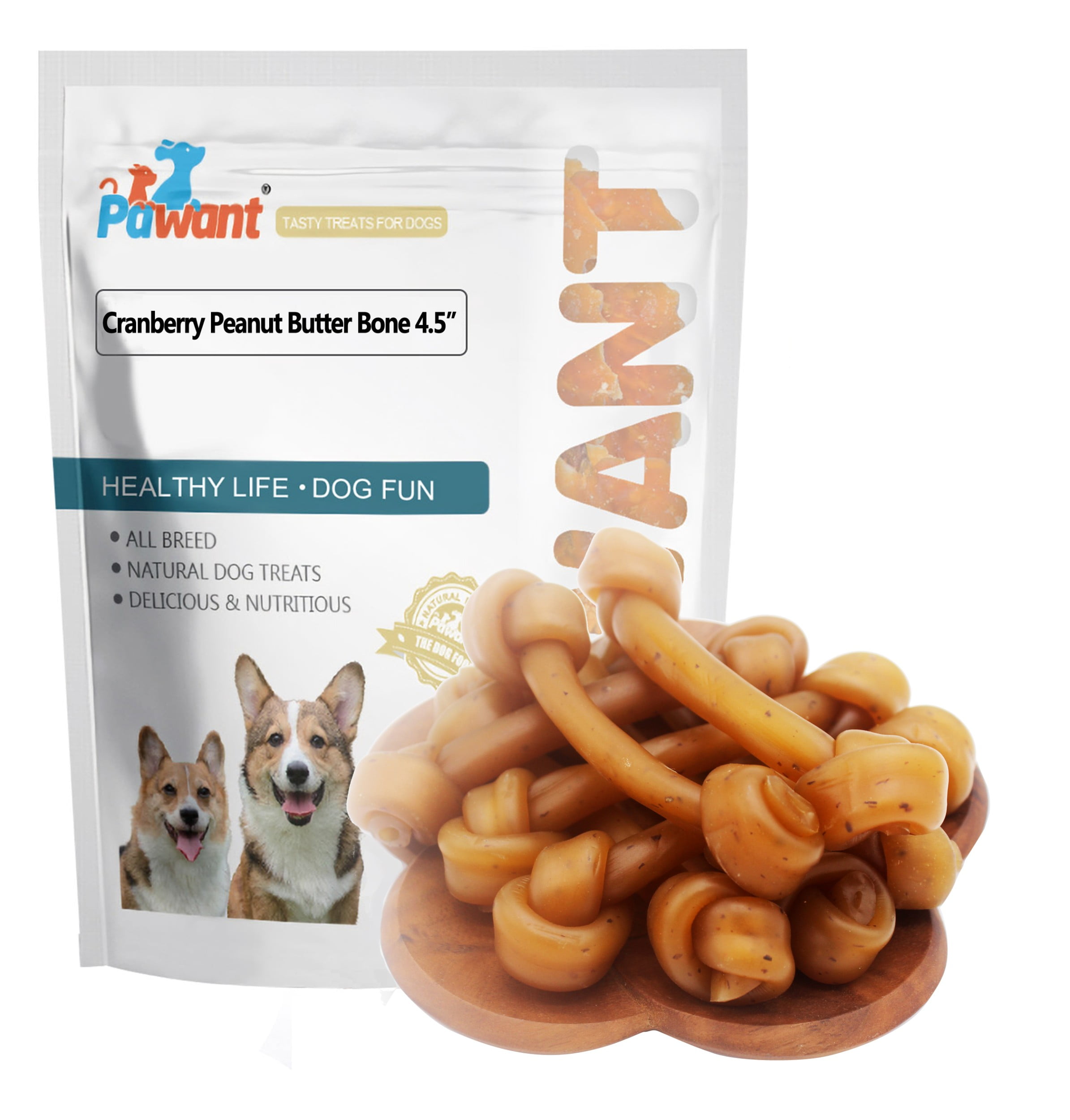 Pawant Dog Chews Long Lasting Rawhide Free Dog Bones Cranberry Taste 4.5 1lb