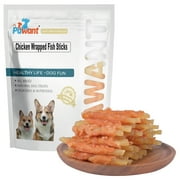 Pawant Dog Treats Soft Chews Rawhide Free Chicken Wrapped Cod Sticks for Puppy Training Snacks 0.5lb/227g