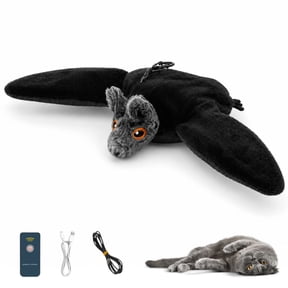 Pawbat Flying Bat Toy, Interactive Flying Bat Pet Toy, USB Rechargeable Automatic Flapping Plush for Pet, Catnip Pocket with Hanging Rope